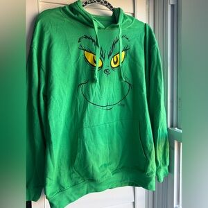 Grinch face hoodie sweatshirt green Juniors size XXL (19) Like new with tags